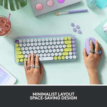 Logitech POP Keys Mechanical Wireless Keyboard with Customizable Emoji , Durable Compact Design, Bluetooth or USB Connectivity, Multi-Device, OS Compatible - Daydream Mint