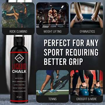 SURVIVOR Liquid Chalk – Gym Chalk for Weightlifting, Rock Climbing, Bouldering, Gymnastics, Pole Grip, & More - Lifting Chalk & Climbing Chalk for Dry Hands - Liquid Grip Hand Chalk for Lifting & More