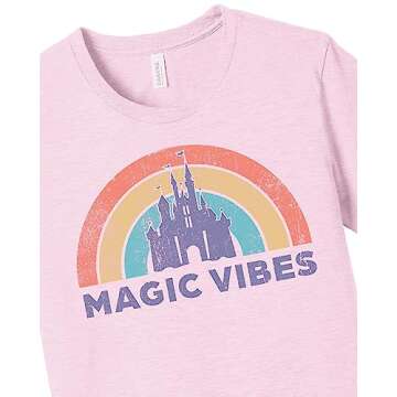 Magic Vibes Shirt | Cute Vacation Shirt for Disney | Unisex Sizing (Large, Pink)