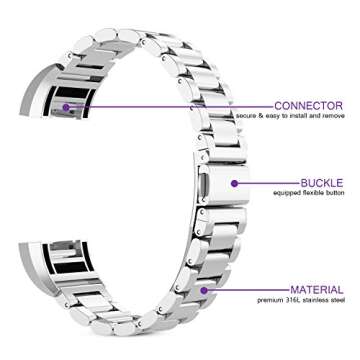 Stylish WOCOOL Adjustable Metal Band for Charge 2