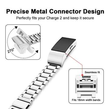 Stylish WOCOOL Adjustable Metal Band for Charge 2