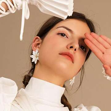 KaFu Dangle Flower Earrings for Women - Statement Jewelry