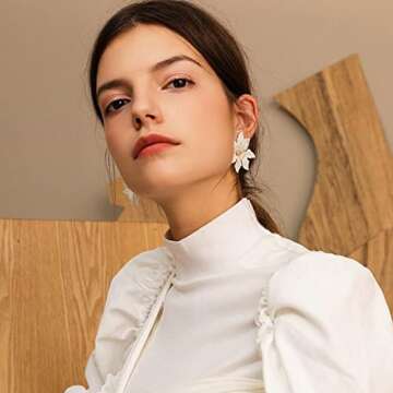 KaFu Dangle Flower Earrings for Women - Statement Jewelry