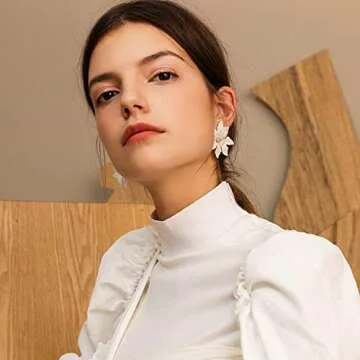 KaFu Dangle Flower Earrings for Women - Statement Jewelry