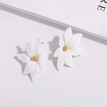 KaFu Dangle Flower Earrings for Women - Statement Jewelry