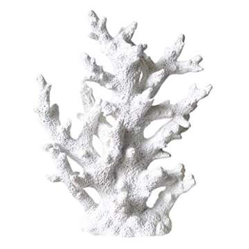 Artificial Coral Ornament Underwater Sea Plants Decorations Craft Resin Aquarium Plants Coral Fish Tank Decorations - White