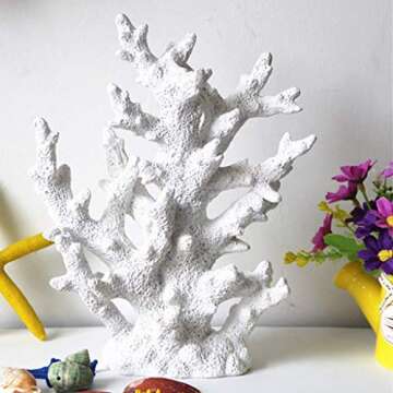 Artificial Coral Ornament Underwater Sea Plants Decorations Craft Resin Aquarium Plants Coral Fish Tank Decorations - White