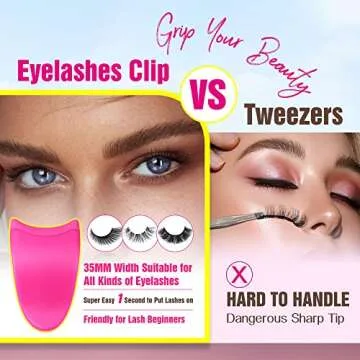 False Eyelashes Applicator Tool Lashes Clip for Beginners Easy to Apply Eyelashes Daily Use Buddy Tool Pinzas para Pestañas (Plum)