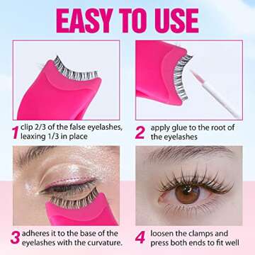 False Eyelashes Applicator Tool Lashes Clip for Beginners Easy to Apply Eyelashes Daily Use Buddy Tool Pinzas para Pestañas (Plum)