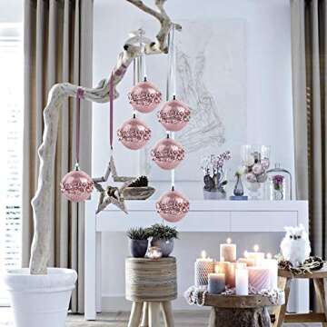 3.15Inch Clear Ornaments Balls,6pc Set Rose Gold Christmas Ball Decorations Ornaments Perfect Party ...