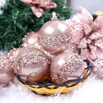 3.15Inch Clear Ornaments Balls,6pc Set Rose Gold Christmas Ball Decorations Ornaments Perfect Party Decorations Craft Transparent Ball Gifts for Wedding Party Decor (Rose Gold)