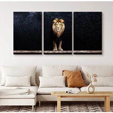 SIGNFORD Lion Portrait Canvas Wall Art Set - 3 Panels