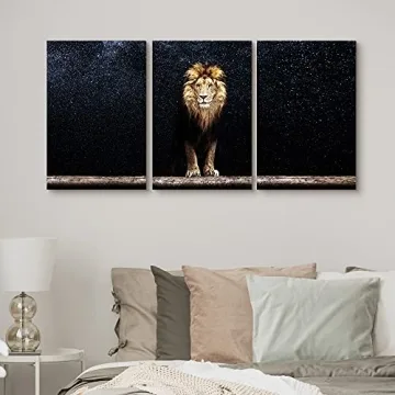 SIGNFORD Lion Portrait Canvas Wall Art Set - 3 Panels