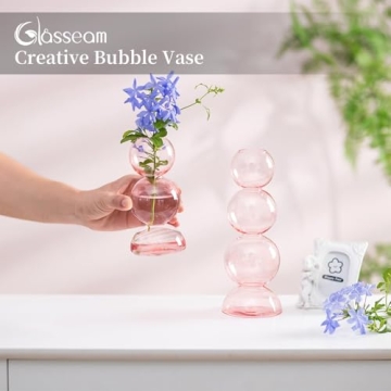 Glasseam Cute Pink Flower Vase for Elegant Home Décor