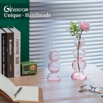 Glasseam Cute Pink Flower Vase for Elegant Home Décor
