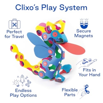 Clixo Super Rainbow, 60 Piece Magnetic Building Set