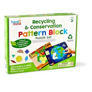 hand2mind Recycling and Conservation Pattern Block Puzzle Set, Tangram Puzzle, Geometric Shapes for ...