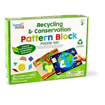 hand2mind Recycling and Conservation Pattern Block Puzzle Set, Tangram Puzzle, Geometric Shapes for ...