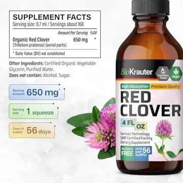 BIO KRAUTER Red Clover Tincture - Red Clover Extract - Liquid Supplement for Women's Support - Alcohol and Sugar Free - Vegan Drops 4 Fl.Oz.