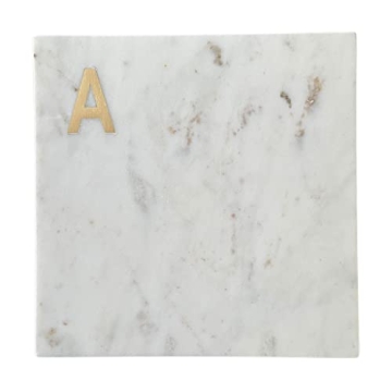 Boards by Bleu Monogram Marble Cheese Board, Personalized Charcuterie Board with Brass Initial, Chri...