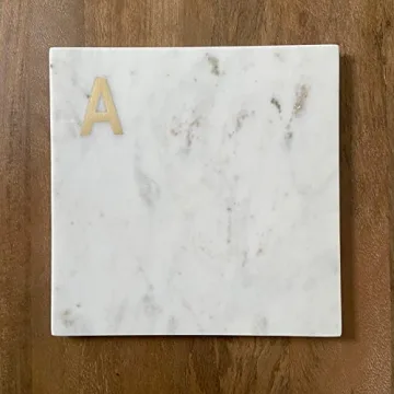Personalized Marble Cheese Board with Brass Initial