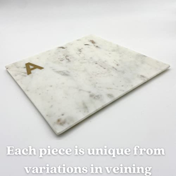 Personalized Marble Cheese Board with Brass Initial