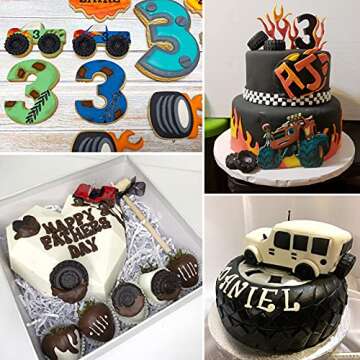 Mity Rain 3D Round Tire Fondant Mold-Truck Wheel Shape Silicone Mold for Sugarcraft Cake Decoration, Chocolate, Candy, Polymer Clay, Soap, Jelly etc-Set of 4