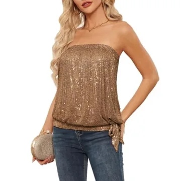 Stunning Womens Sexy Sequin Tube Top Perfect for New Year's Eve