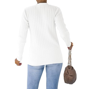 MEROKEETY Long Sleeve V Neck Ribbed Button Knit Sweater