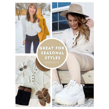 MEROKEETY Long Sleeve V Neck Ribbed Button Knit Sweater