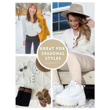 MEROKEETY Long Sleeve V Neck Ribbed Button Knit Sweater