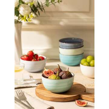 Sweese Ice Cream Bowls - 10 Oz Dessert Bowls Set of 6, Blue Ceramic Bowls for Kitchen, Snack Bowls for Cereal, Soup, Rice, Dishwasher & Microwave Safe, Multicolor, Cool Assorted Colors