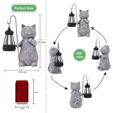 Solar Cat Garden Statue - Lantern Art for Garden Lovers
