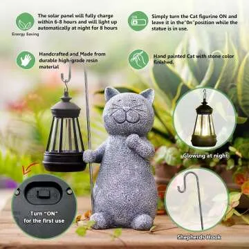 Solar Cat Garden Statue - Lantern Art for Garden Lovers