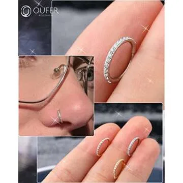 OUFER Shiny 20G Nose Rings - Hypoallergenic Nose Hoop