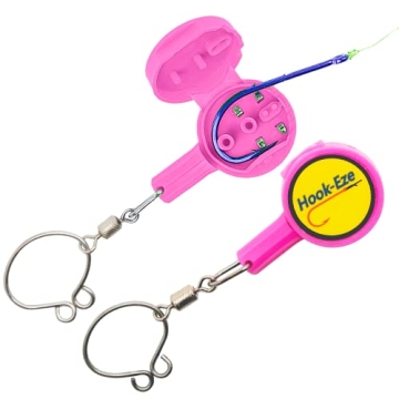 HOOK-EZE Fishing Knot Tying Tool - Multifunctional Safety Device & Line Cutter - Pink