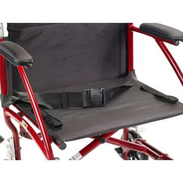 Drive Medical Fly Lite Ultra Lightweight Folding Transport Wheelchair - Red