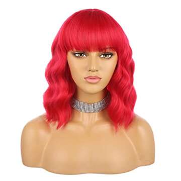 eNilecor Short Wavy Red Wig - Versatile & Affordable