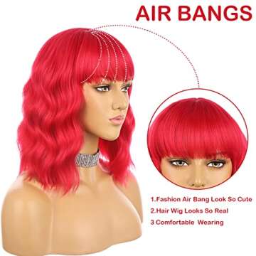 eNilecor Short Wavy Red Wig - Versatile & Affordable
