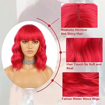 eNilecor Short Wavy Red Wig - Versatile & Affordable