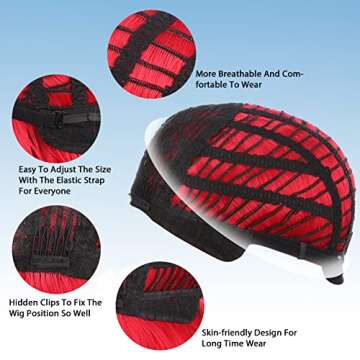 eNilecor Short Wavy Red Wig - Versatile & Affordable