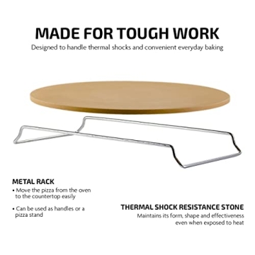 OVENTE 13 Inch Pizza Stone Set with Cutter & Rack