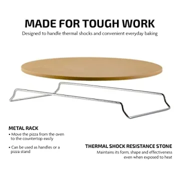 OVENTE 13 Inch Pizza Stone Set with Cutter & Rack
