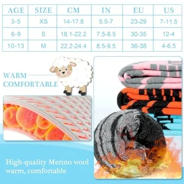 Wanchel Kids Ski Socks Warm Merino Wool Knee High 2 Pairs