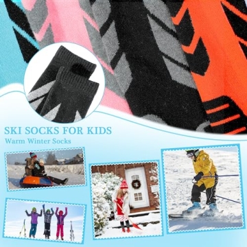 Wanchel Kids Ski Socks Warm Merino Wool Knee High 2 Pairs
