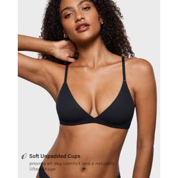 INLYRIC Women's Inbarely Triangle Bralette Plunge Unlined Seamless Bra No Underwire Sexy Comfortable...