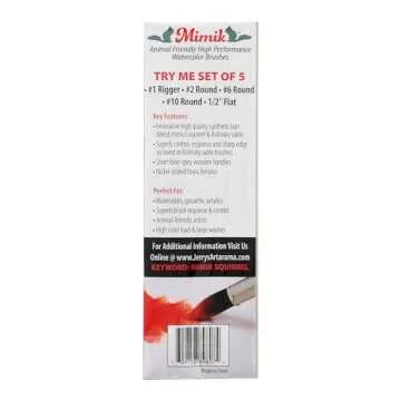 Creative Mark Artist Paint Brush Set - Mimik Synthethic Squirrel Short Handle Paint Brushes - Assorted Sizes - Try Me Pack - 5 Pieces