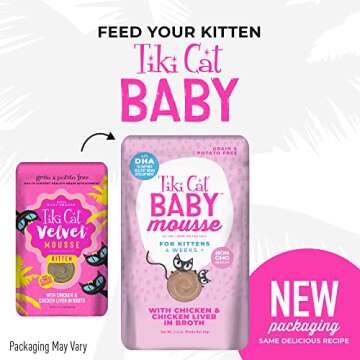 Tiki Cat Baby, Chicken and Chicken Liver, Grain-Free and Nutrient Rich, Wet Cat Food for Kittens 4 W...