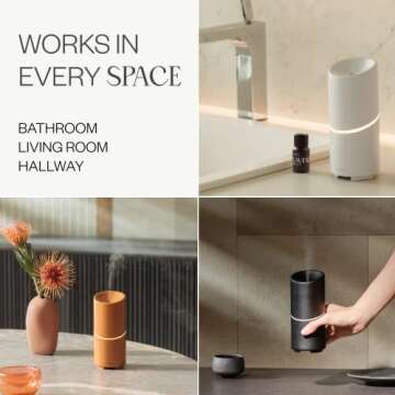 Vitruvi Move Cordless Diffuser for Essential Oils | Ultrasonic Essential Oil Wireless Diffuser | Diffusers for Home, Oil Diffuser, Aromatherapy Diffuser - Black (65ml)