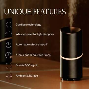 Vitruvi Move Cordless Diffuser for Essential Oils | Ultrasonic Essential Oil Wireless Diffuser | Diffusers for Home, Oil Diffuser, Aromatherapy Diffuser - Black (65ml)